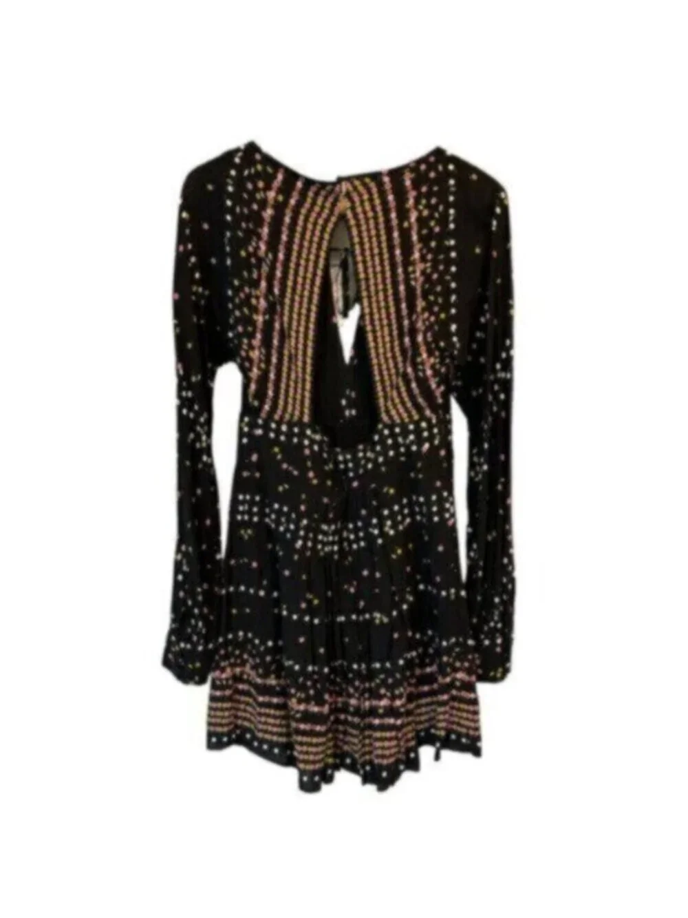 NWT Free People | Women's Black Coryn Printed Long Sleeves Mini Dress Size 8